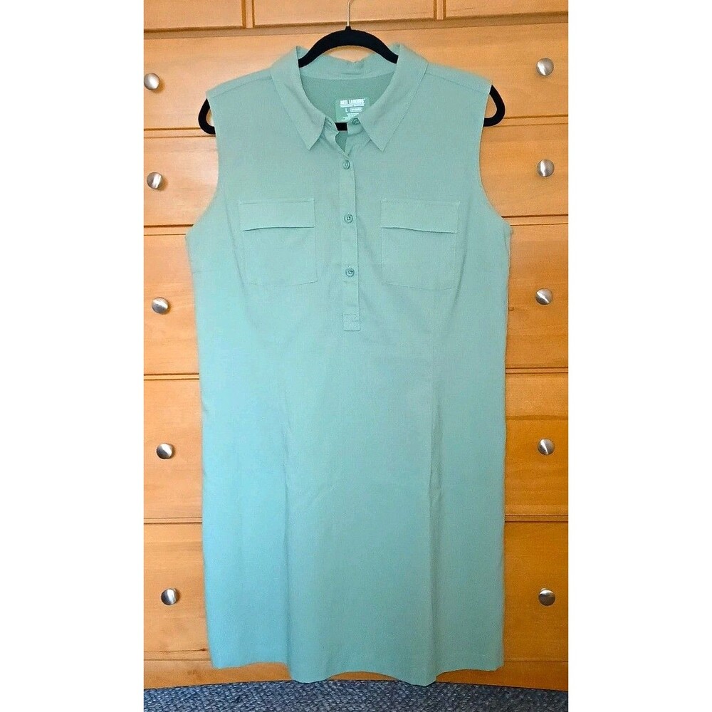 Reel Legends Mariner Womens L Green Sleeveless Button Polo Breathable Dress